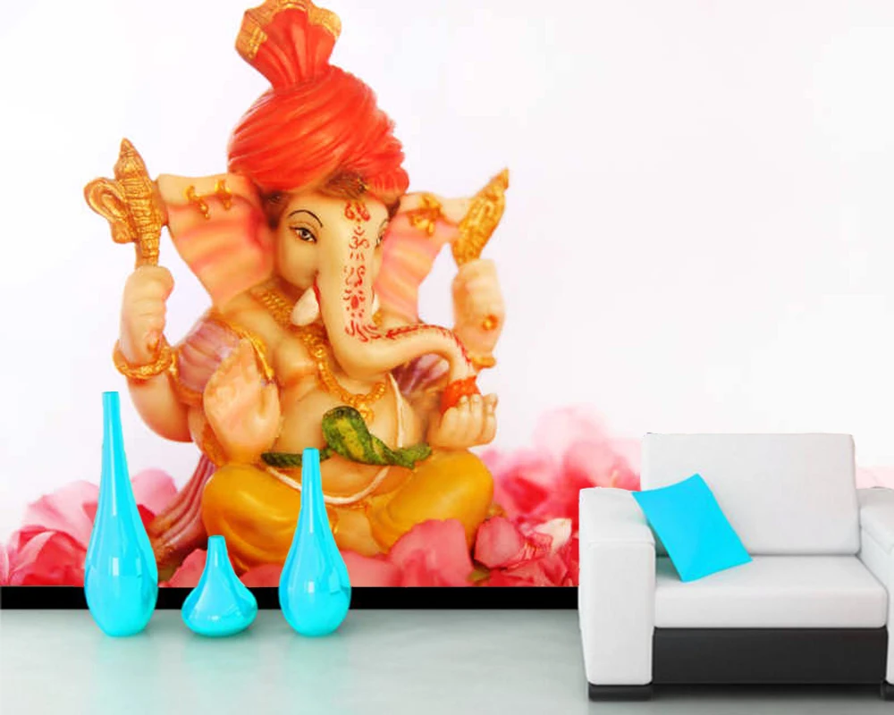 Statue of hindu god ganesha Indian style 3d wallpaper papel de parede  living room bedroom restaurant mural|Wallpapers| - AliExpress