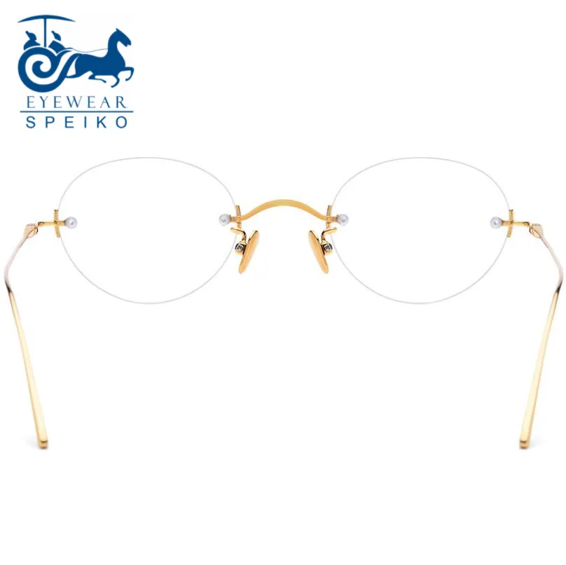 Pure titanium eyeglass frame high-grade glasses 1869 round rimless glasses myopia reading glasses