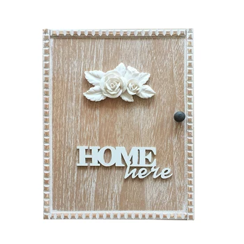 

Home Decor Practical With 6 Hooks European Style Space Saving Key Holder Box Wooden Rustic Finish Gifts Retro Wall Mounted Craft