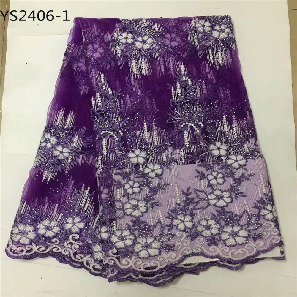 Горячая Распродажа королевский синий вышитый материал из полиэстера камни гипюр