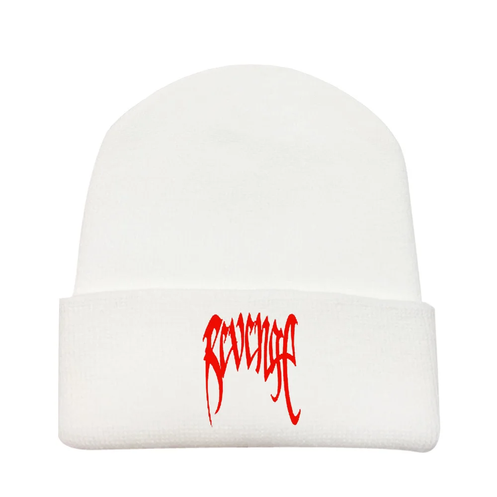

Xxxtentacion White with Printed Pattern Crimping Hat Women's Europe And America Winter Plush Knitted Hat