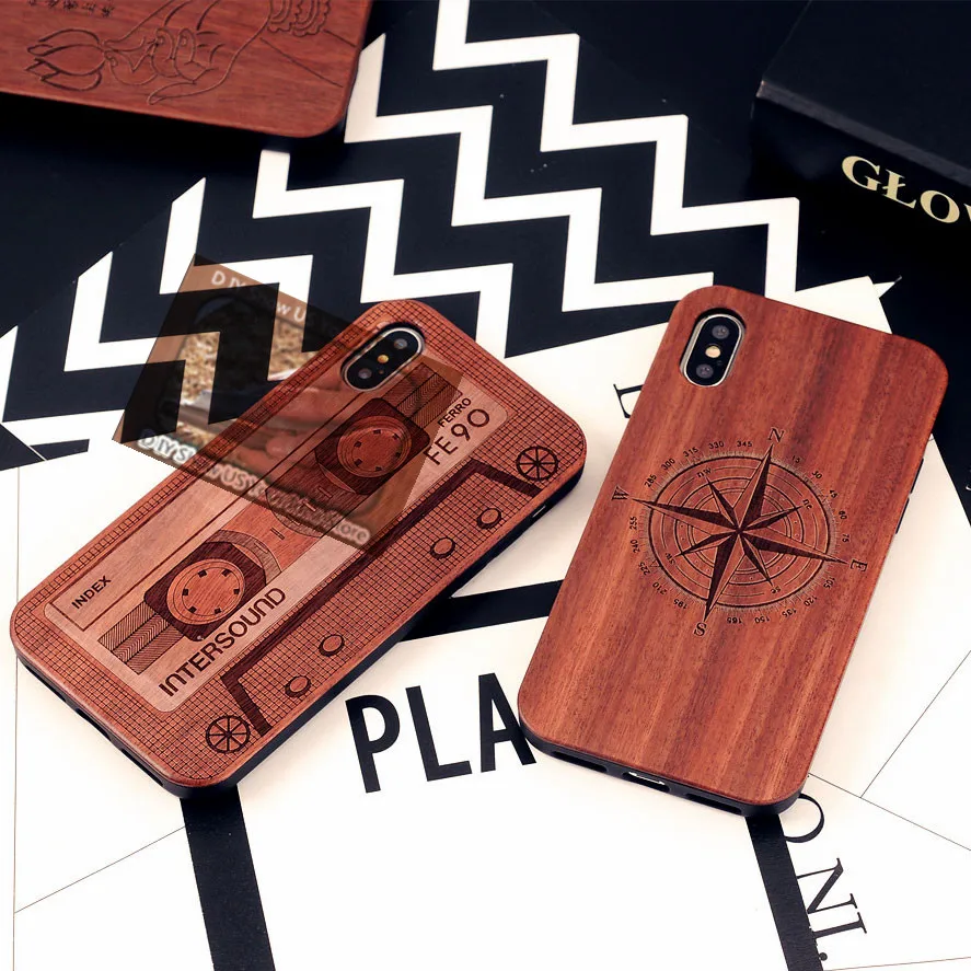 Protective Cover Natural Wood Carved Phone Fitted Case TPU for iPhone XS Max (12)