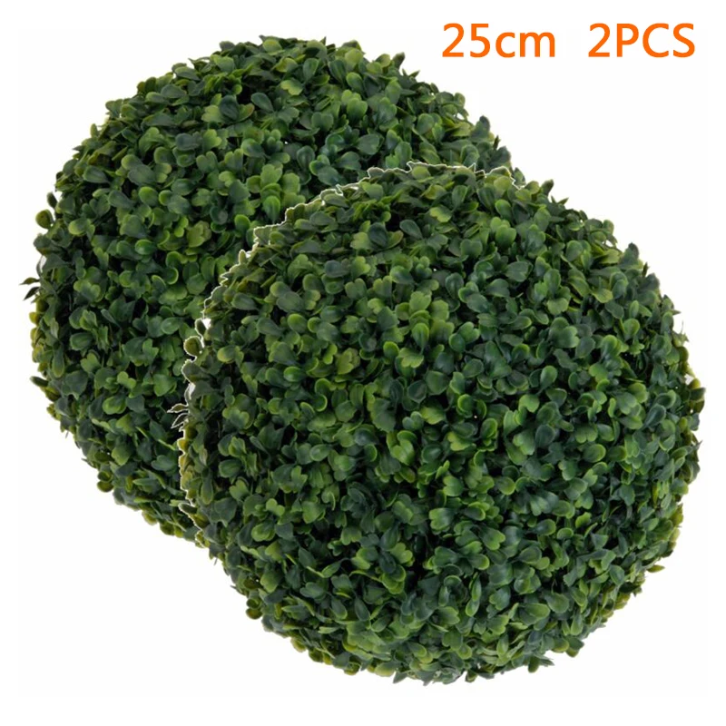 

2pcs Artificial Simulation Grass Ball Plastic Plant For Home Garden Office Decor