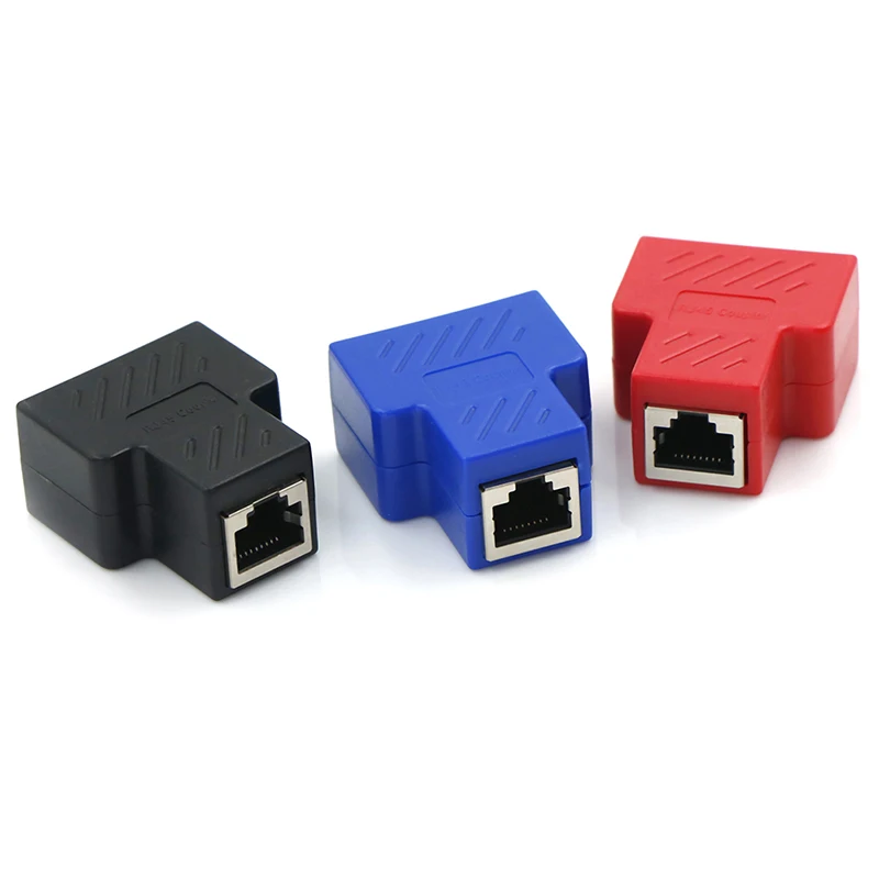 Синий черный красный RJ45 Сплиттер Адаптер от 1 до 2 двойной LAN разъем Ethernet сетевые