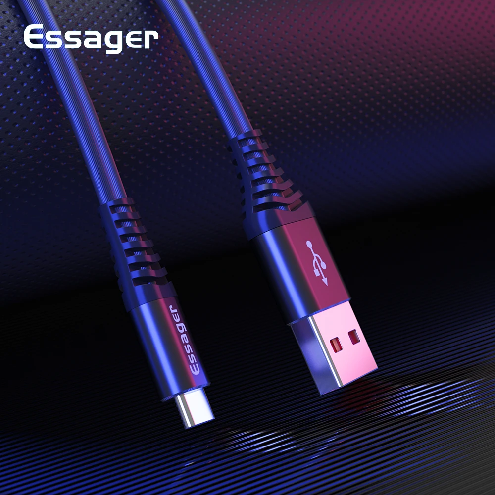 Essager 2.4A usb type C телефонный кабель для Xiaomi mi 9 8 красный mi samsung USB C кабель для мобильного телефона Быстрая зарядка для устройств type-C