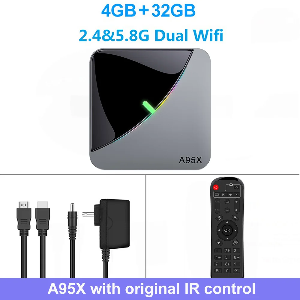 4G 32G LEMADO A95XF3 ТВ приставка Android 9,0 Amlogic S905X3 4 Гб 64 Гб 4 к HD Netflix Google голосовой помощник Смарт RGB светильник Android tv Box 8K - Цвет: 4G 32G