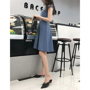 

Worsted Haze Blue Dress 2020 New Temperament Slim Slimming Dress