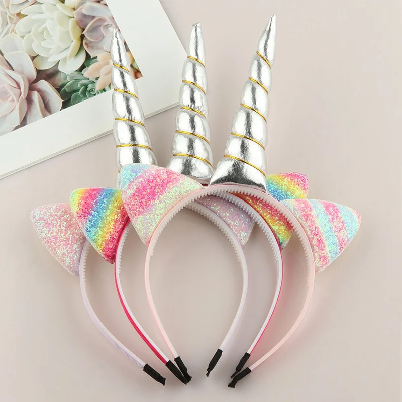 New Pattern Can Glitter Unicorn Hair Band Unicorn Cat Ears Party Hairband Sexy Headband Hair Accessories For Girl Hair Hoop