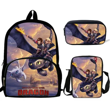 

16inch Kids How to Train Your Dragon Homecoming Mochila Backpack For Teenagers Bookbag Child Rucksack For Boys Schoolbags Set