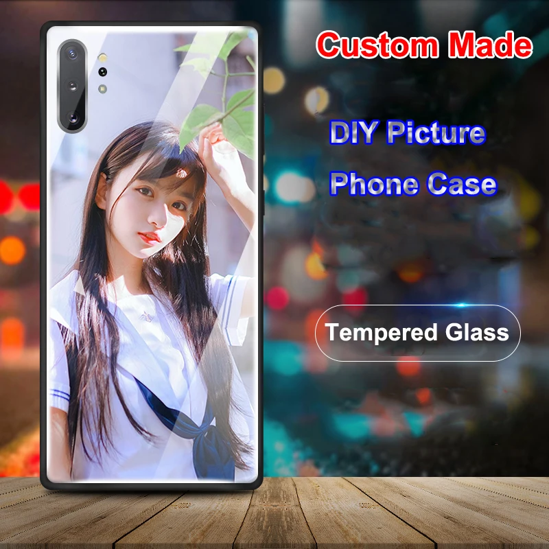 DIY Tempered Glass Case for Samsung Galaxy S20 Ultra Note 10 Lite S10 Plus A71 A51 A30 A50 A70 M30S Custom Photo Cover |
