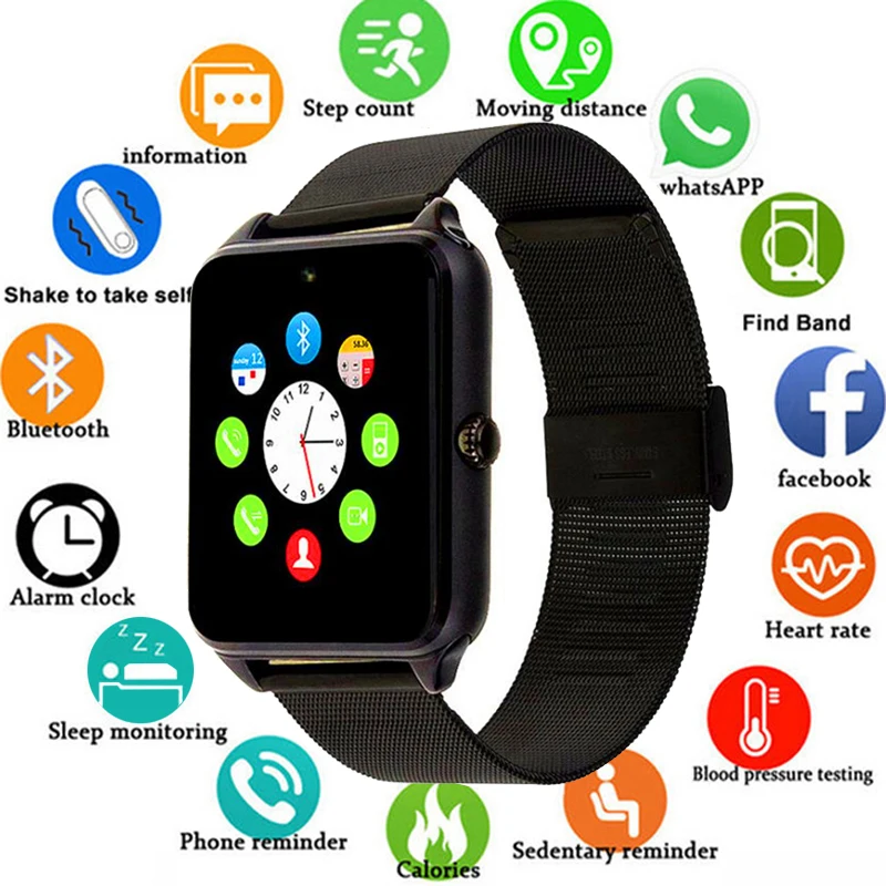 

GT08 Plus Metal Strap Smart Watch smart watch ios Z60 Bluetooth Wrist Smartwatch Support Sim TF Card Android Watch pk Q9