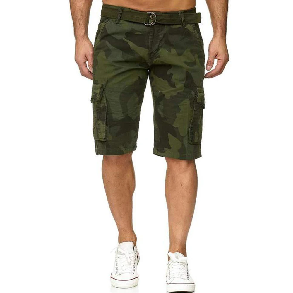 Мужские Мульти-карманные военные камуфляжные спортивные карго шорты пятые брюки с поясом на талии