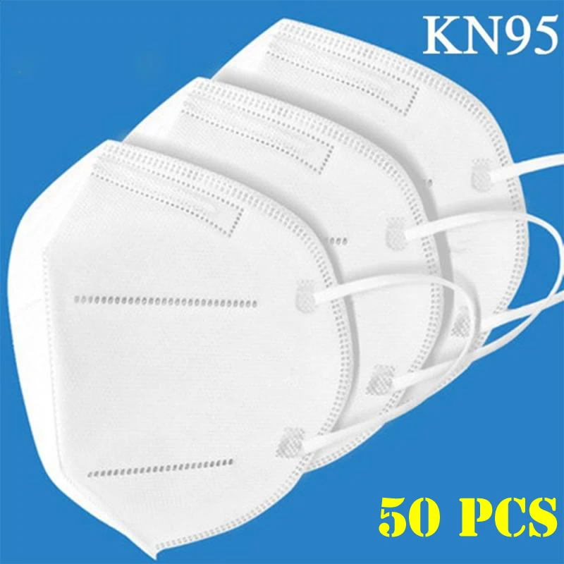 

50 Pcs KN95 Mask Disposable Safety Face Mask Anti Dust Air Mouth Mask PM2.5 95% Filteration 3 Filter Protective Breathable Cover
