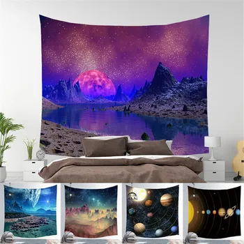 

Universe Background Cloth Brushed Short Plush Hanging Cloth SKy Household Tapestries