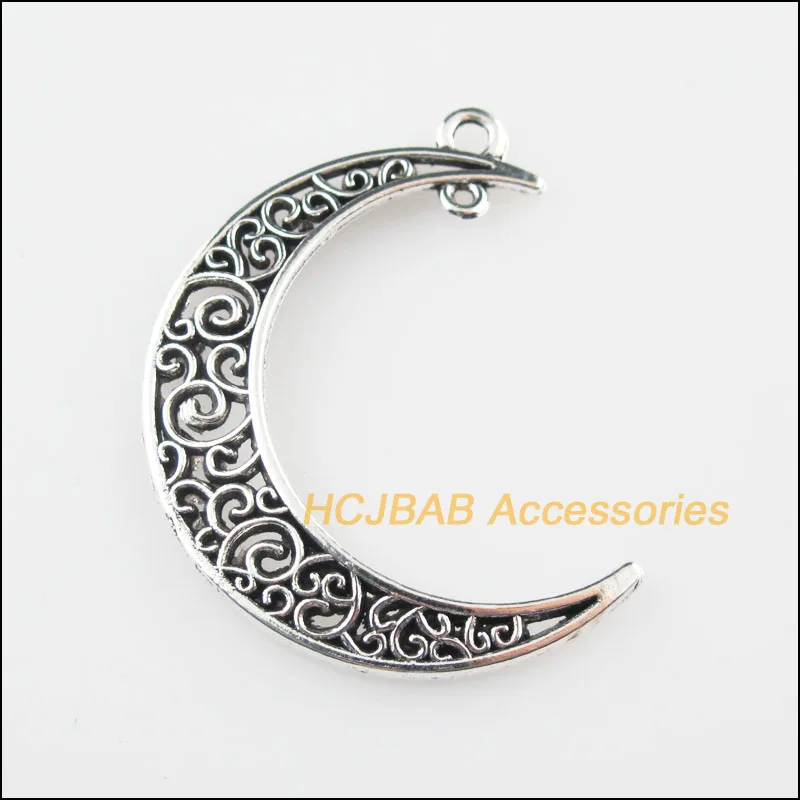 

10 New Flower Moon Charms Tibetan Silver Tone Pendants 30x40mm
