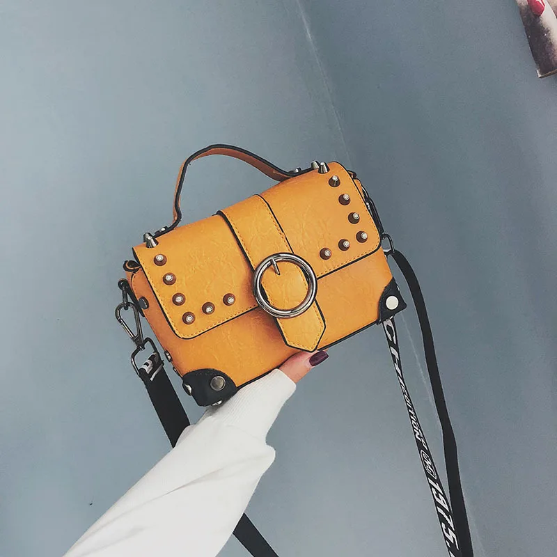 

Spring And Autumn Retro Small Bag Women's 2019 New Style Fashion Korean-style Versatile Portable Shoulder Bag Rivet Shoulder Bag