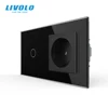 Livolo EU standard Touch Switch,Crystal Glass Panel, AC 220~250V 16A Wall Socket plug with Light Switch ► Photo 2/4