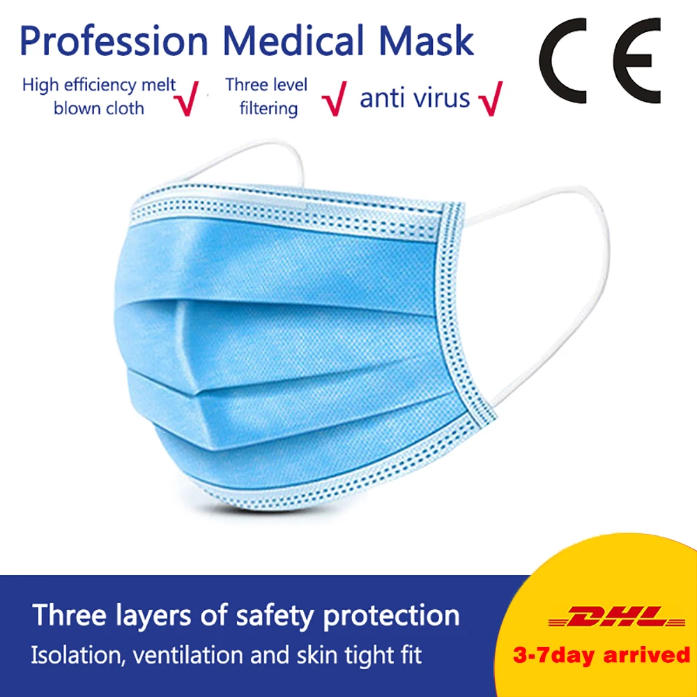 

100 Pcs Disposable KN95 Dustproof 3 Layers Anti-fog And Breathable Face Masks 95% Filtration N95 Masks Features As KF94 FFP2