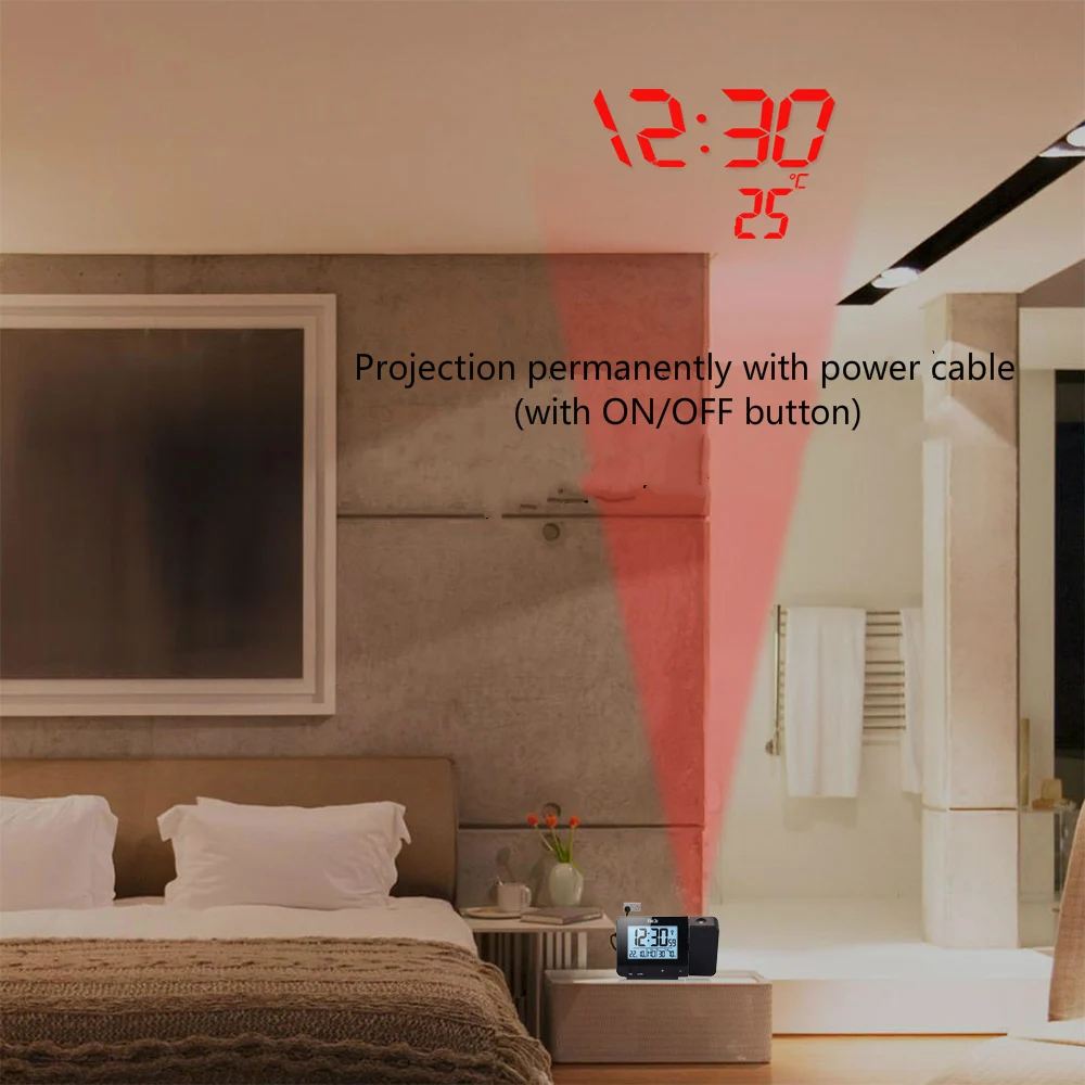 Fanju FJ3531 проекционный Будильник Цифровой Дата Повтор Функция подсветка вращающийся Пробуждение проектор Многофункциональный al Led часы