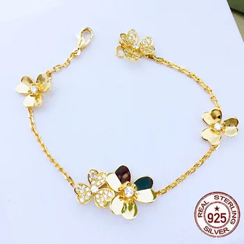 

New S925 sterling silver bracelet fashion personality clover bracelet high version four leaf clover five flower bracelet female