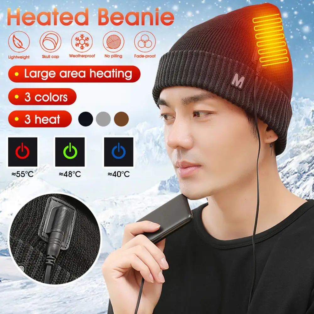 

Heated Hat Winter Beanie Skull Cap Warm Hat for Men and Women Rechargeable Washable with 3 Heat Adjustable New Hot