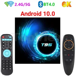 6K TV Box Android 10.0 Allwinner H616 Quad Core A53 CPU 100M Ethernet 5G WiFi BT4.0 HDR H.265 4K Ultra HD T95 Android TV Box