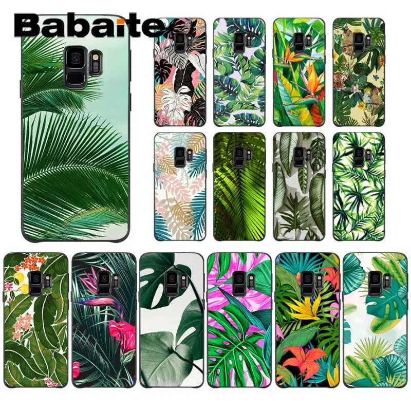 Мягкий чехол для телефона Babaite из ТПУ с тропическими листьями черный Samsung Galaxy s10