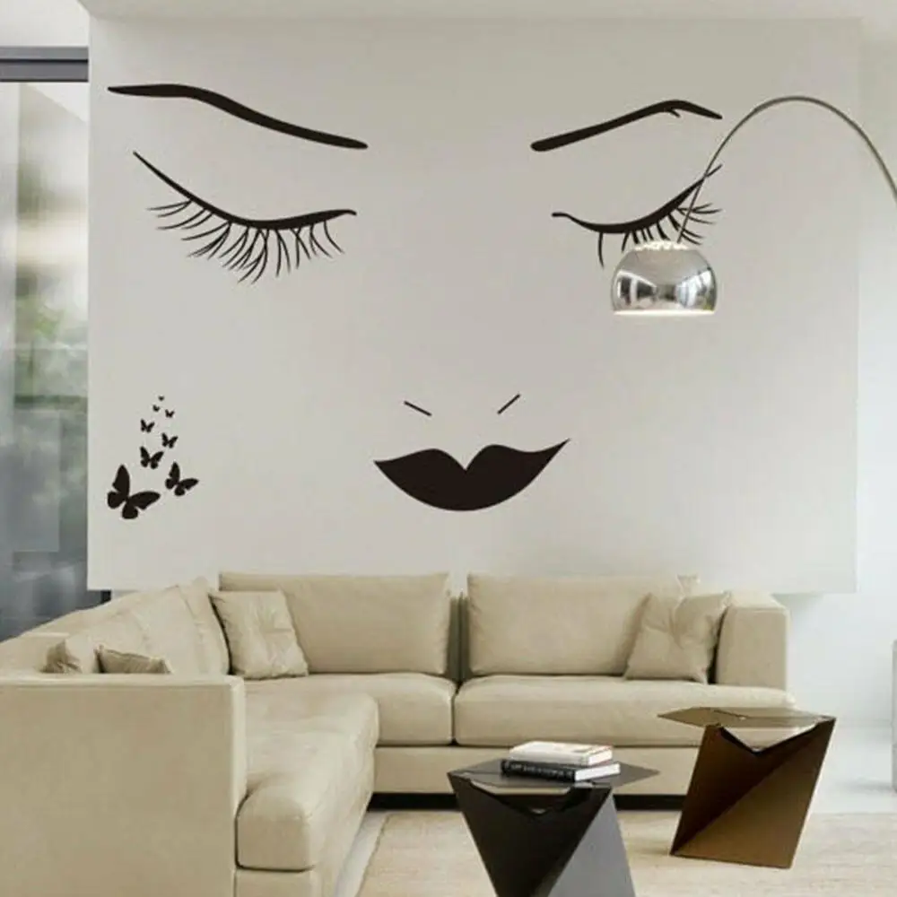Long Eyelashes Wall Decal Beauty Salon Girls Bedroom Background Home Decor Vinyl Window Stickers Beautiful Woman Face Mural Q222 | Дом и сад