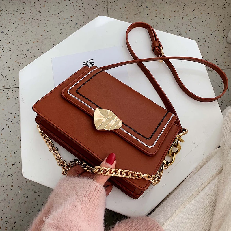 

Elegant Female Chain Tote Bag 2019 Fashion New high Quality Leather Women's Designer Handbag Lock Chain Shoulder Messenger Bag