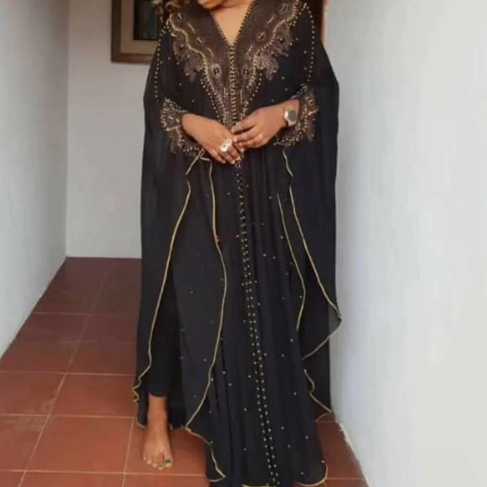

Abaya Jilbab Muslim Maxi Dress Solid Two Piece Plus Size Beaded Kaftan Long High Waist Vintage Fashion Islamic Clothings Robe