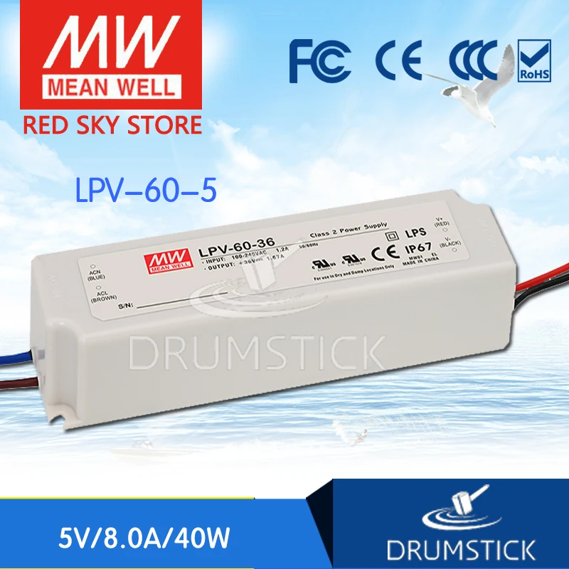 

Ship from USA MEAN WELL LPV-60-5 5V 8A meanwell LPV-60 5V 40W Single Output LED Switching Power Supply