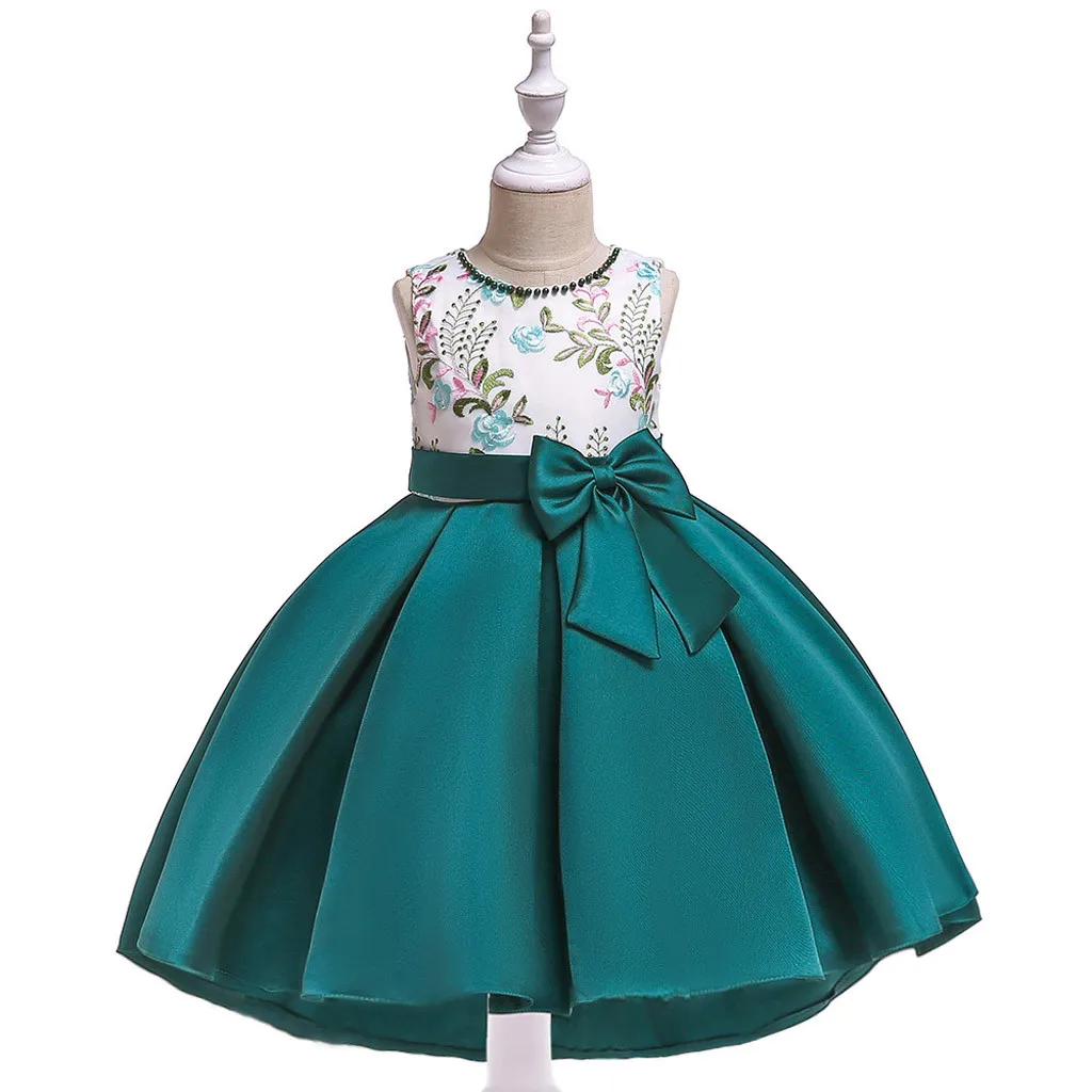 Платье для малышей с цветочным рисунком; vestidos; платье принцессы для девочек; платье подружки невесты для торжеств; платье для дня рождения; платье для свадьбы; vestido menina sukienki dla dziew - Цвет: Зеленый