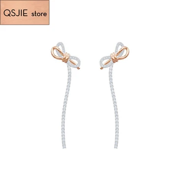 

QSJIE High Quality Swa Fashion Elegant New Two-color Butterfly Knot Ear Nails