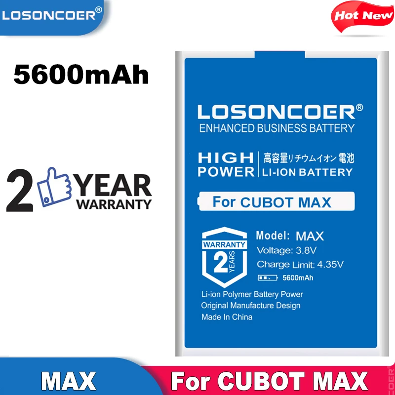 Аккумуляторы LOSONCOER для телефонов CUBOT MAX литий ионный аккумулятор 5600