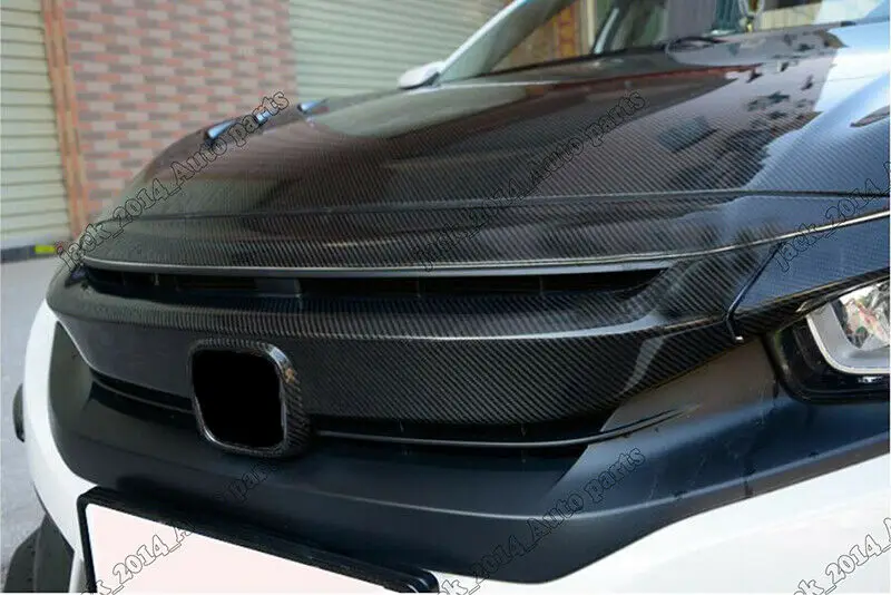 Для Honda Civic Si углеродного волокна передний капот бампера верхняя декоративная панель Крышка носа