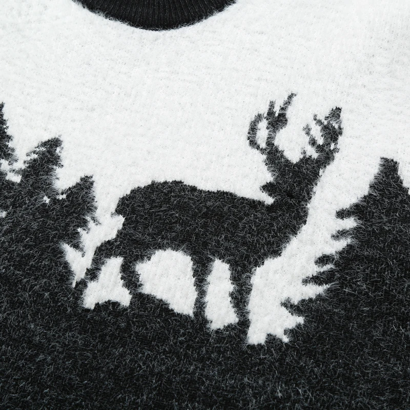Мужской свитер, Рождественский, осенний, зимний, пуловер, свитер с принтом оленя, длинный рукав, теплый, круглый ворот, тонкий джемпер для мужчин, Sous Pull Homme