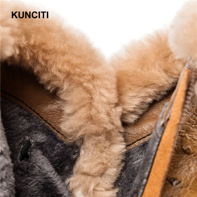 KUNCITI/зимние ботинки на не сужающемся книзу высоком массивном каблуке; короткие плюшевые ботильоны в европейском стиле; женские короткие ботинки с острым носком; Теплая обувь; D9288
