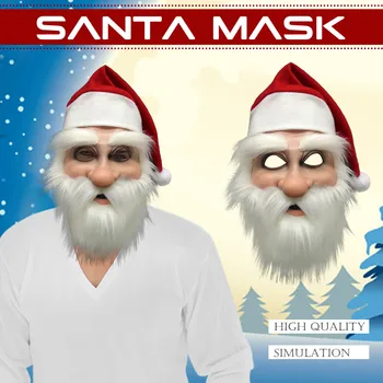 

Christmas Dress Ball Funny Santa Mask Wig Beard Full Latex Mask Funny Claus Super Soft Santa Party Show Mask Soft Halloween Mask