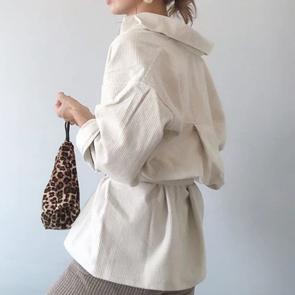 Casual Trench Coat Women Autumn Long Sleeve Solid Button Outwear Korean Loose Office Lady Japanese Elegant Windbreaker