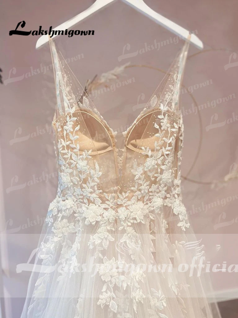 Roycebridal Appliques A Line Tulle Wedding Dress Vestido Novia Civil Boho Wedding Dress Open Back Lace Bodice Brautkleid 5