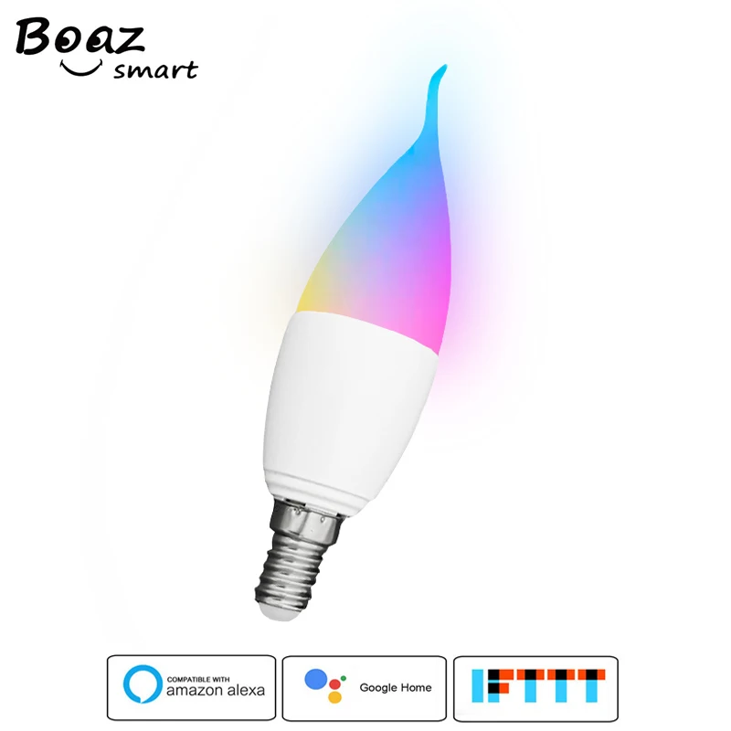 

BOAZ E12 E14 Smart WiFi Bulb Led RGBCW Candle Light Warm/Cool white Tuya SmartlifeVoice Control Alexa Google Home Assistant