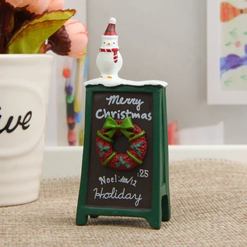 

1pcs Zakka Christmas Olaf Billboard Figure Resin Kawaii Snowman Figure Micro Garden Landscape Ation Props
