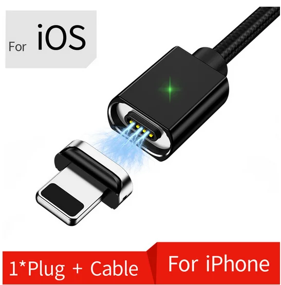 Олаф Магнитный Usb кабель для зарядки Micro Usb шнур для мобильного телефона huawei Быстрая зарядка usb type C кабель магнит зарядное устройство провод шнур - Цвет: Black IOS