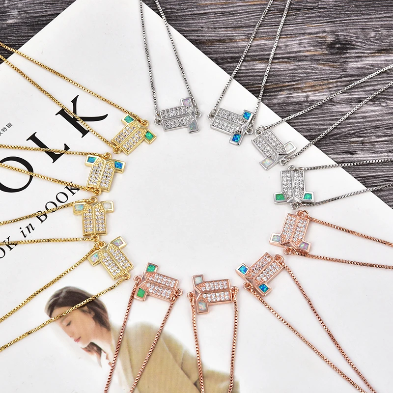 

KAMAF 1pcs or 4PCS mixed batch of high quality copper inlaid AAA zircon clothes Opal adjustable bracelet ladies party gift