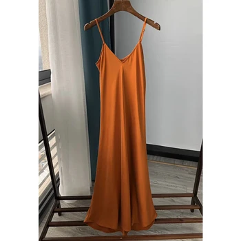 

Women's Solid Color Spaghetti Strap Dress Sleeveless Beach Style 2020 Summer New