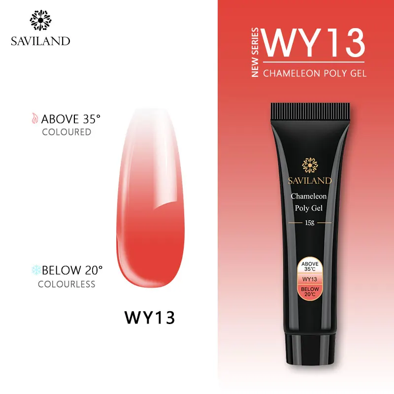 Chameleon Gel WY13 Saviland 15 мл цветной полигель 60 цветов Быстрый строительный тепловой флуоресцентный Poli УФ гель лак светится в темноте для дизайна ногтей - Цвет: Chameleon Gel WY13