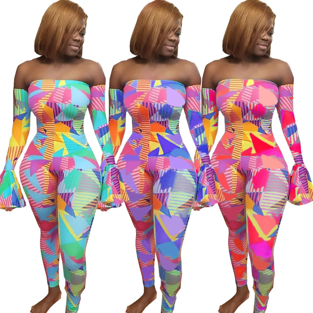 HAOYUAN Sexy Plus Size Jumpsuits Fashion Nova One Piece Outfit Body Overalls Off Shoulder Long Sleeve Rompers Womens Jumpsuit