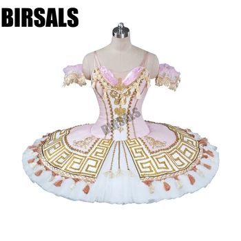 

Pink Gold Don Quijote Cometiton YAGP Proessional Ballet Tutu Women Ballerina Pancake Performance Tutu BT9118
