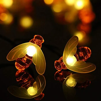 

5M/20leds 7M/50leds Solar Powered Simulator Honey Bee String Fairy Bee Light Garden Fence Patio Christmas Garland Lights Outdoor