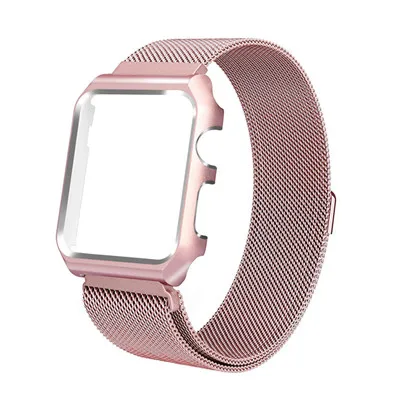 pink gold Миланский ремешок+ чехол для apple Watch 4 band 44 мм 40 мм iwatch band 42 мм 38 мм чехол с браслетом apple Watch 4 3 2 1 Аксессуары - Цвет ремешка: pink gold